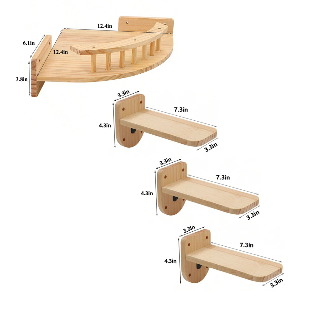 Corner Cat Tree With Steps Wall Mounted Indoor Cat Hammock