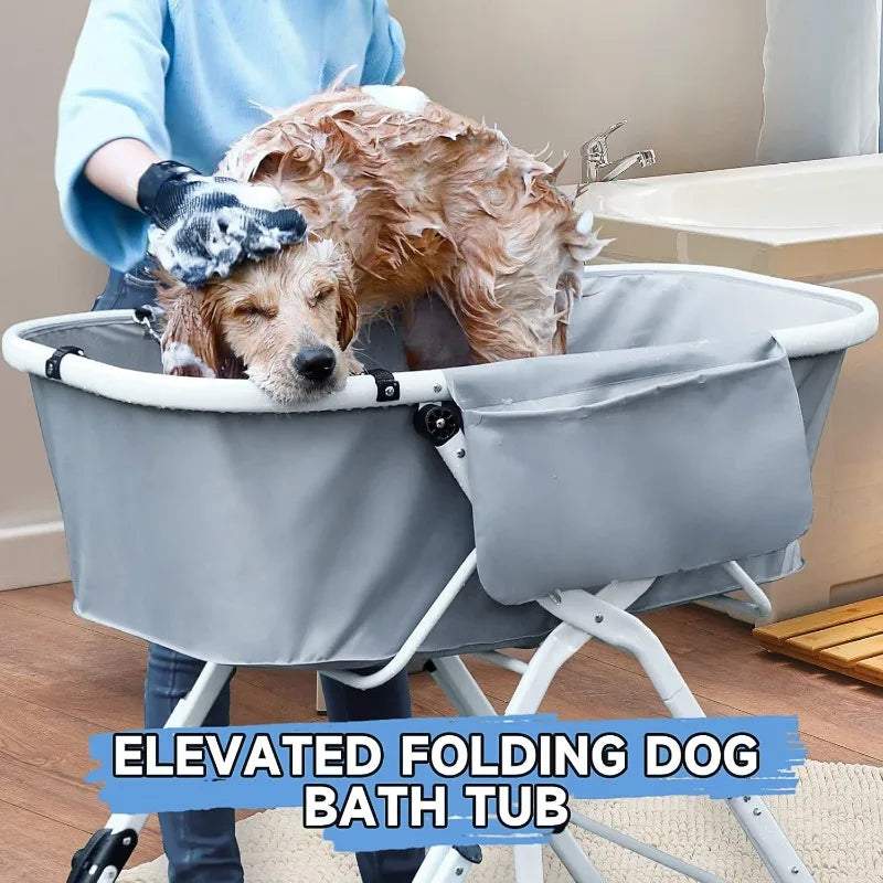 Elevated Foldable Dog Bath Tub for Medium to Large Pets
