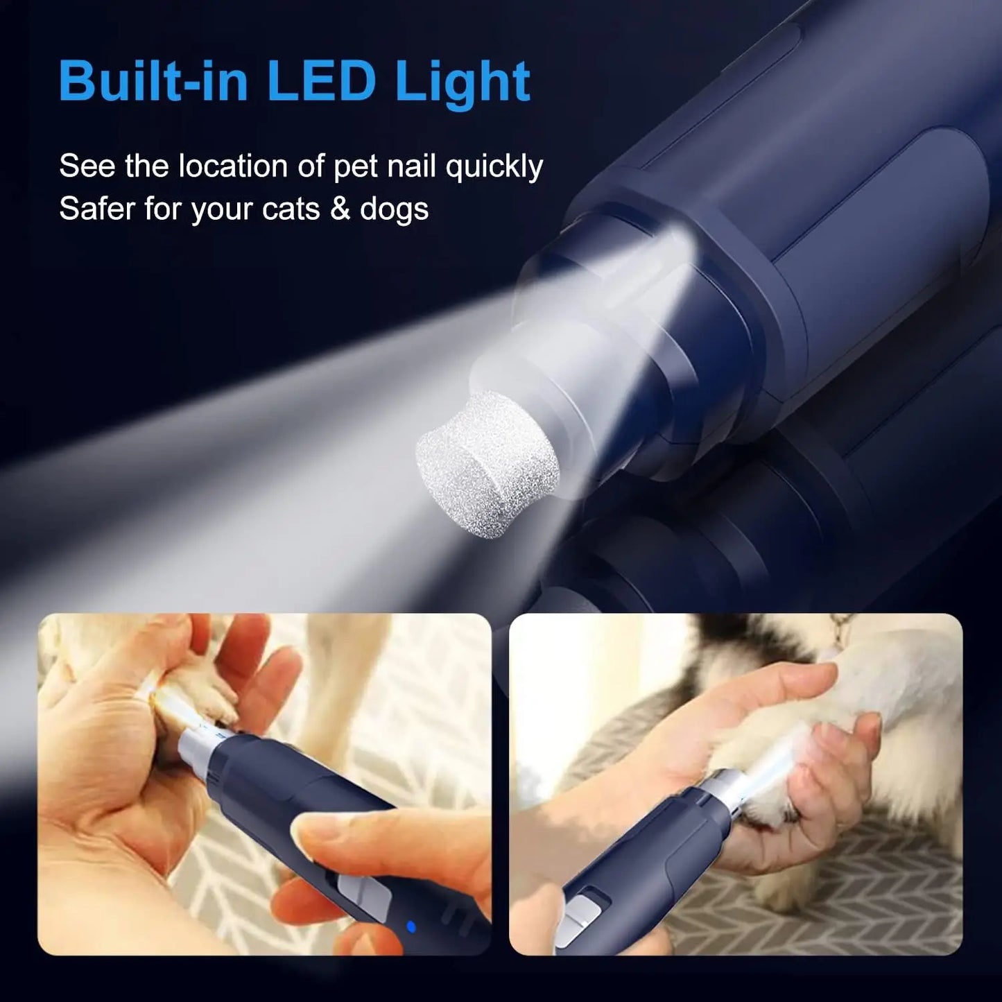 NPET Dog Nail Grinder with LED Light and Safety Guard