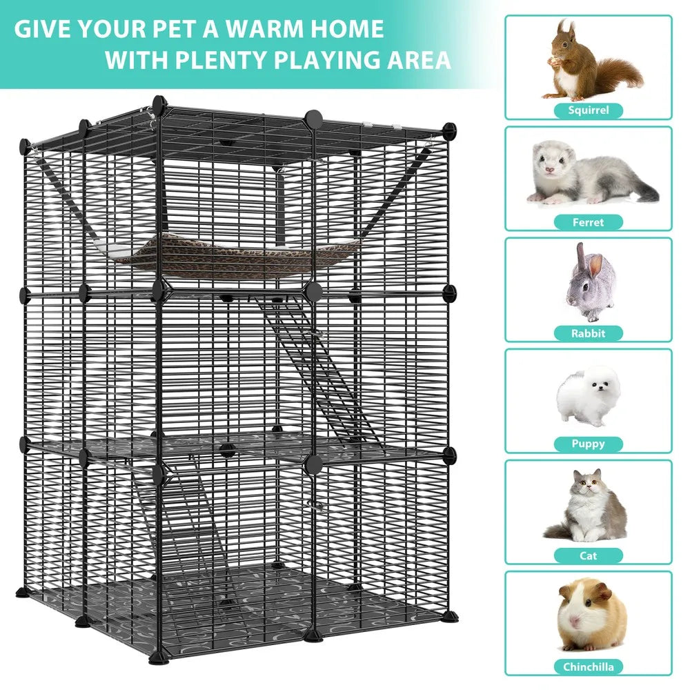 Three Tier Cat Cage Enclosure with Hammock for Cats