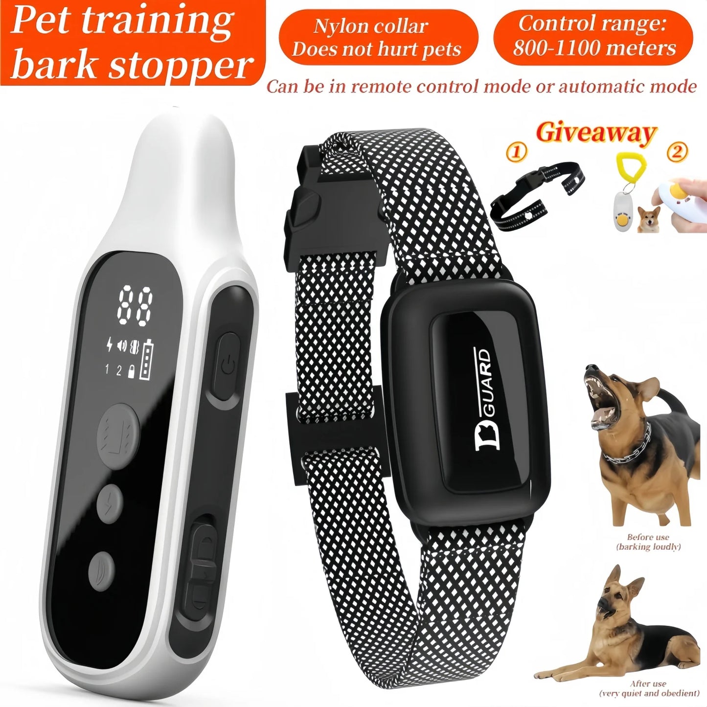 YHLC Detachable Dog Bark Collar Rechargeable Vibration