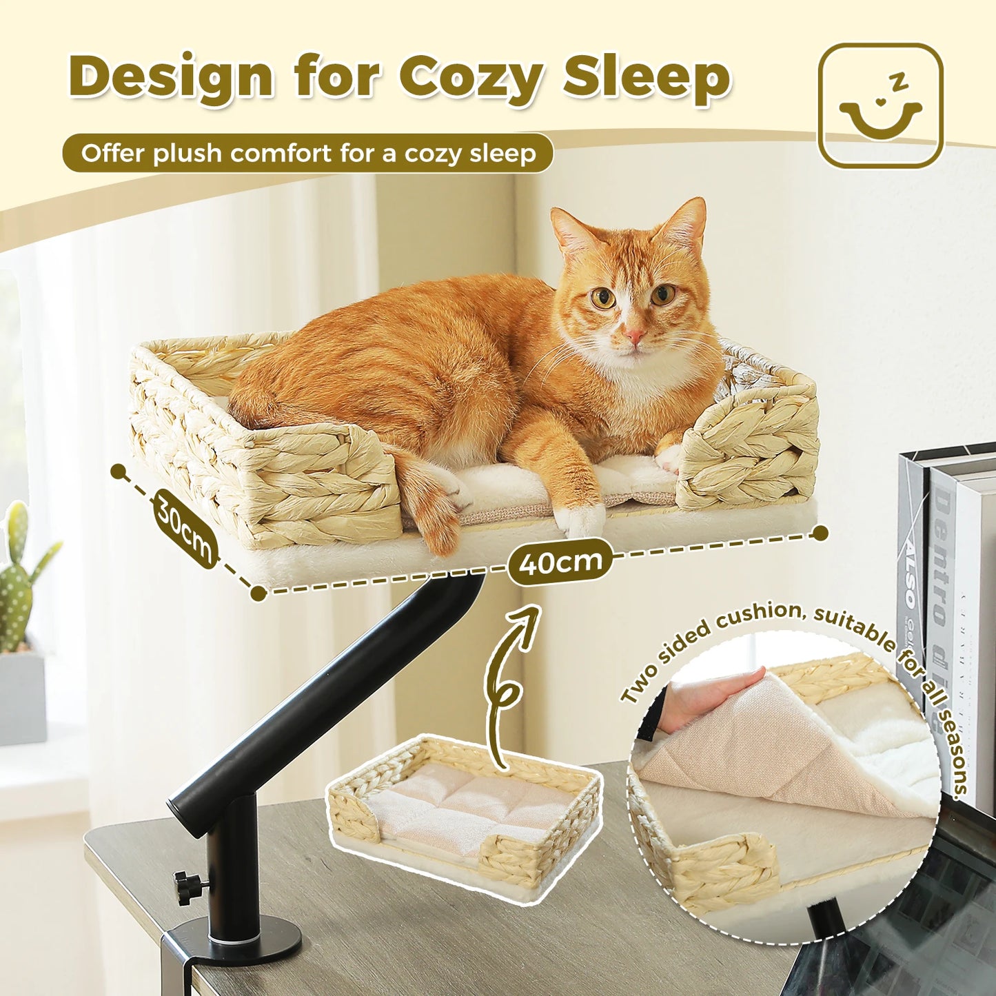 Cat Desk Bed 360 Rotatable Stand For Indoor Cats Hammock