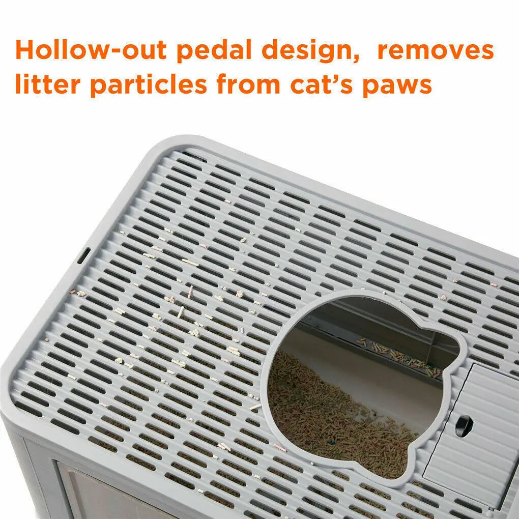 Foldable Cat Litter Box With Massager Scoop Front Entry Design