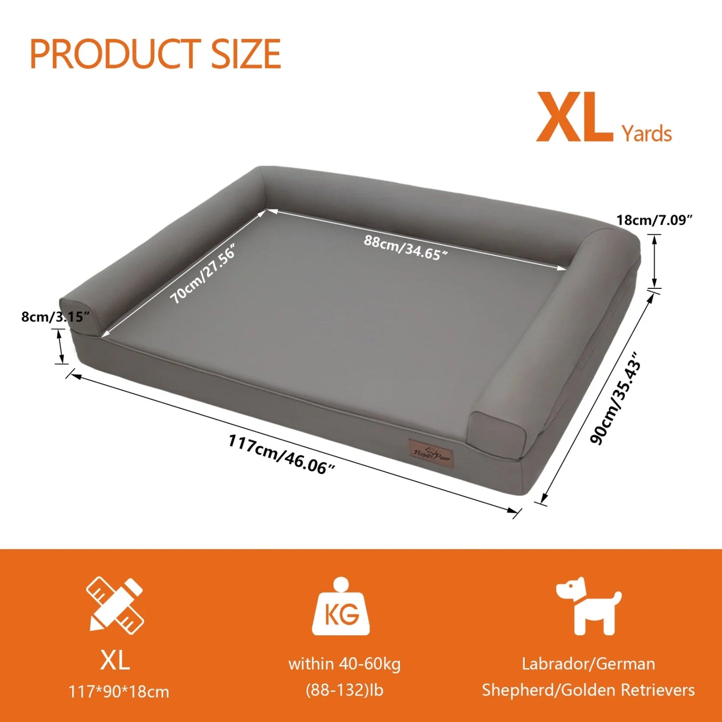 M-2XL All Breed Microfiber Leather Dog Bed With Foam Base