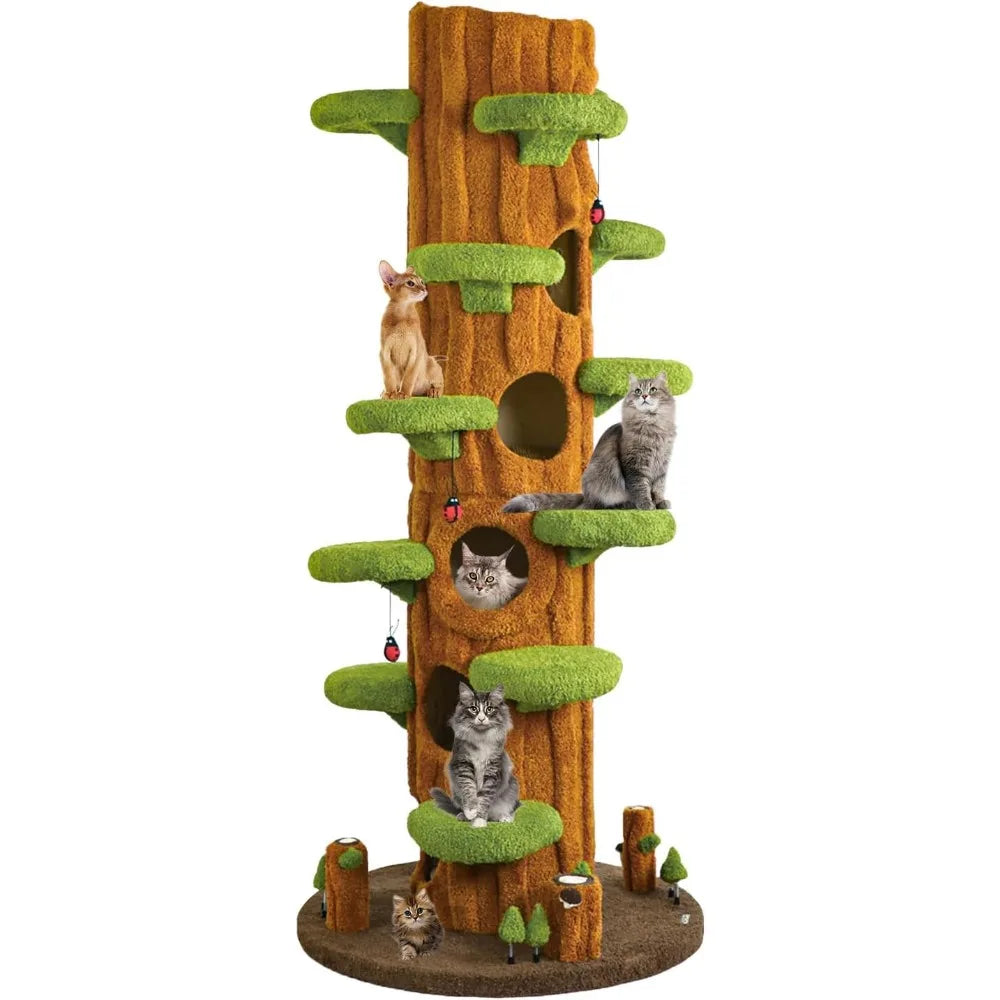 90.5 Inch Luxury Cat Tree with Scratching Post and Condo
