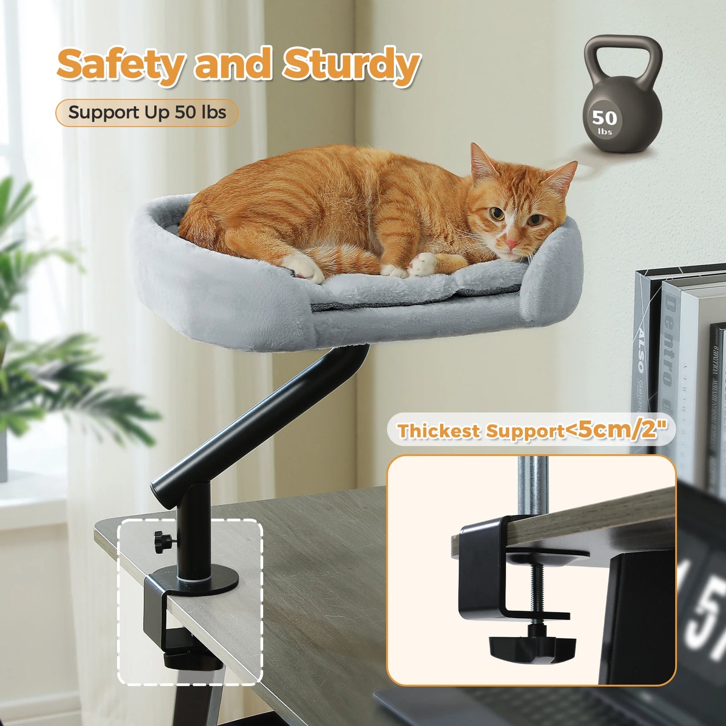 Cat Desk Bed 360 Rotatable Stand For Indoor Cats Hammock