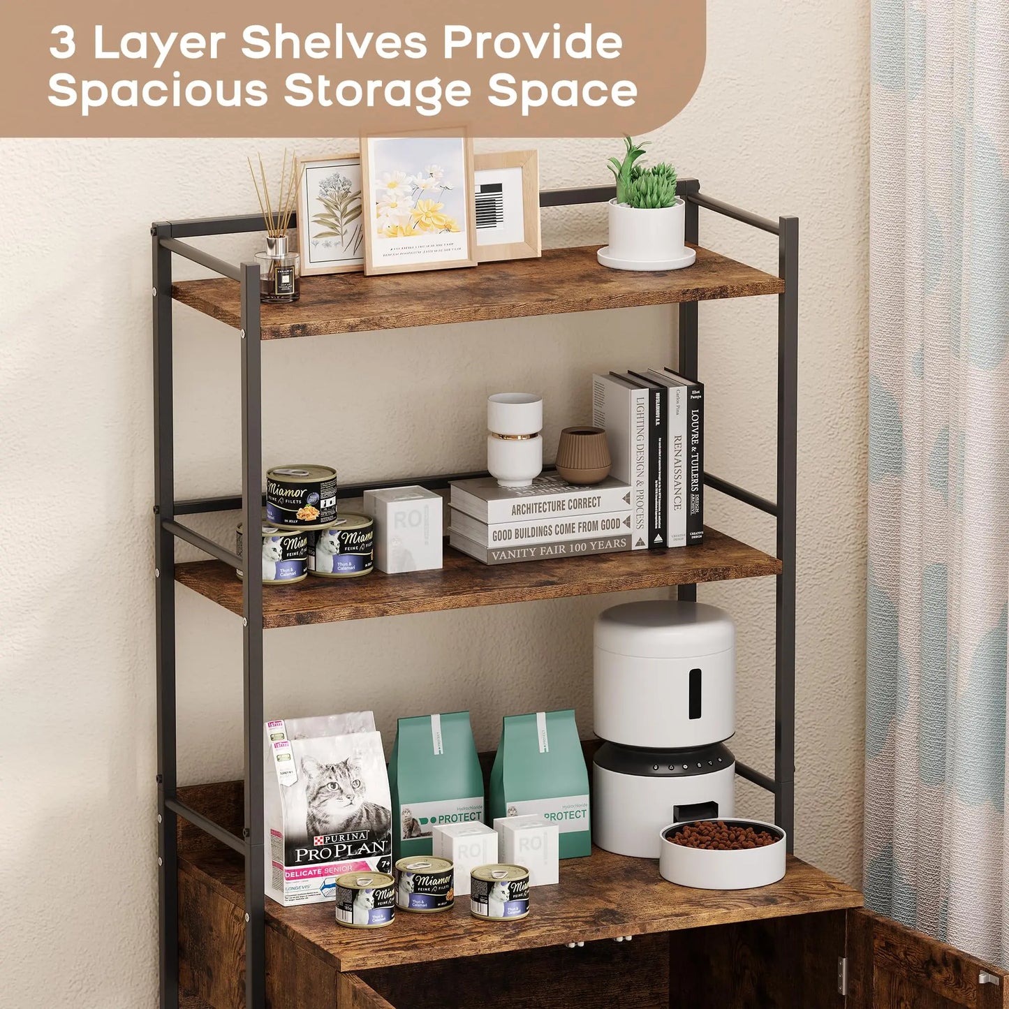 2-In-1 Hidden Cat Litter Box Enclosure With Odor Control