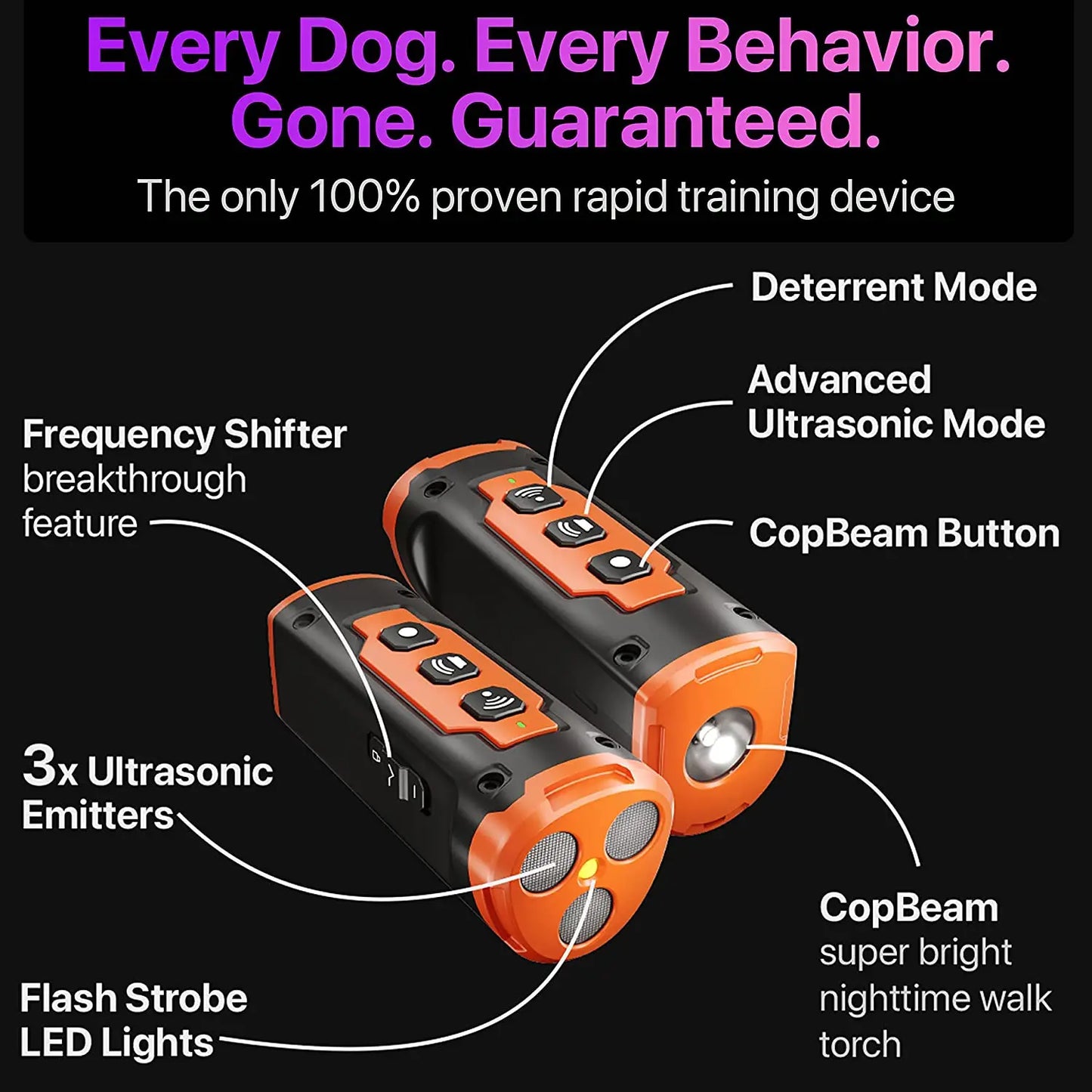 2023 Ultrasonic Dog Repeller With LED Light And Training