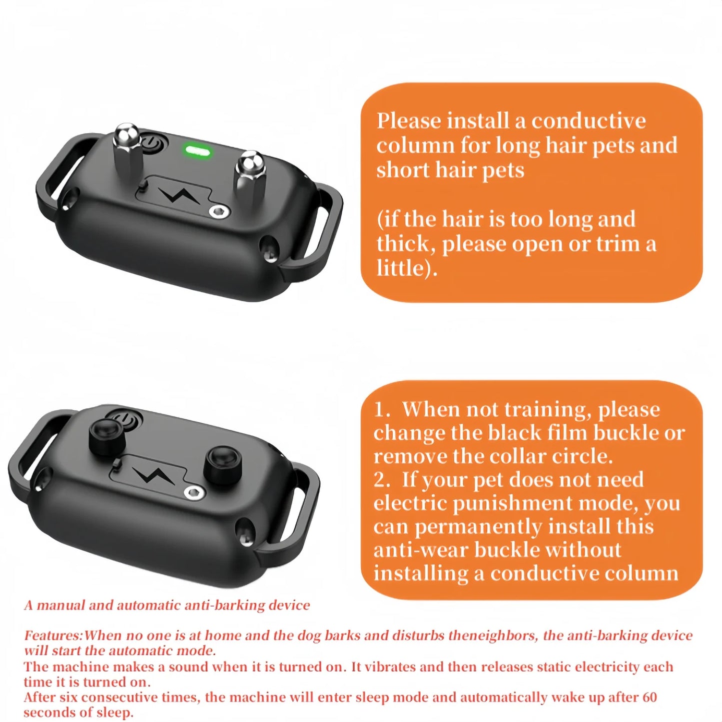 YHLC Detachable Dog Bark Collar Rechargeable Vibration