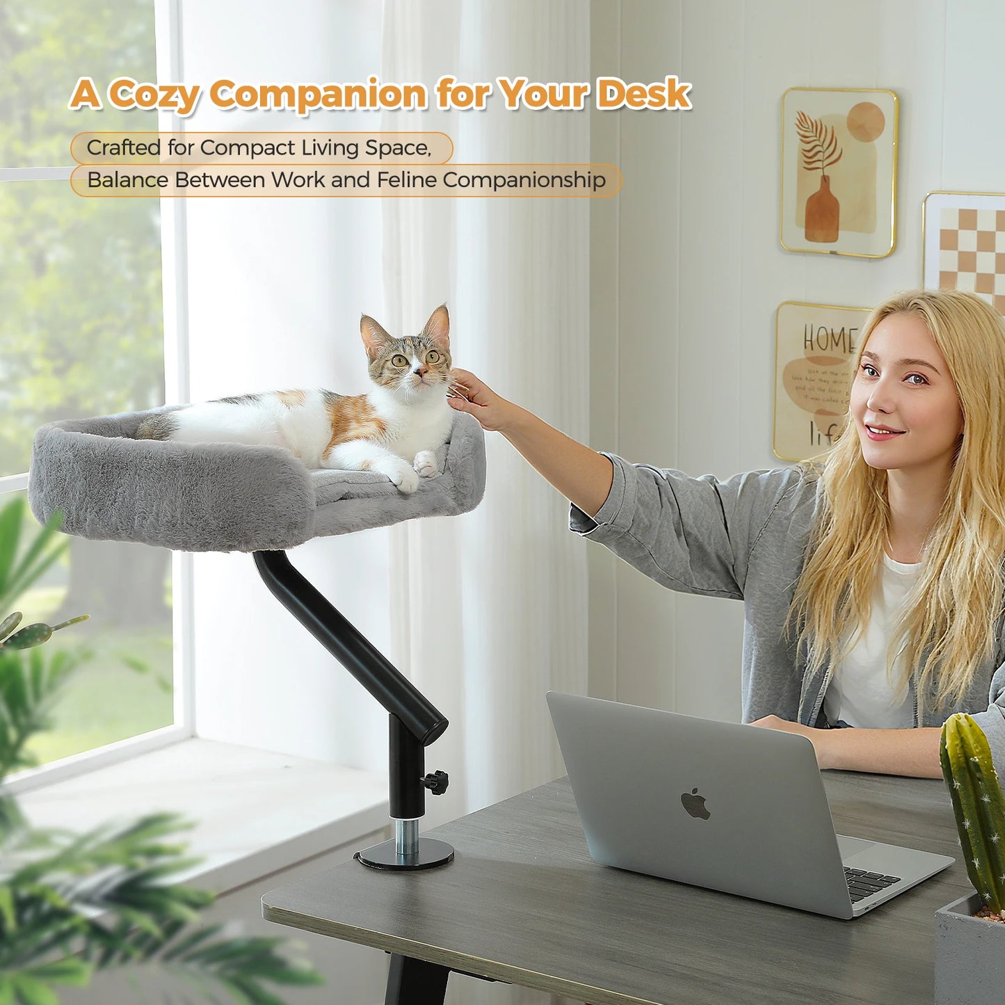 Cat Desk Bed 360 Rotatable Stand For Indoor Cats Hammock