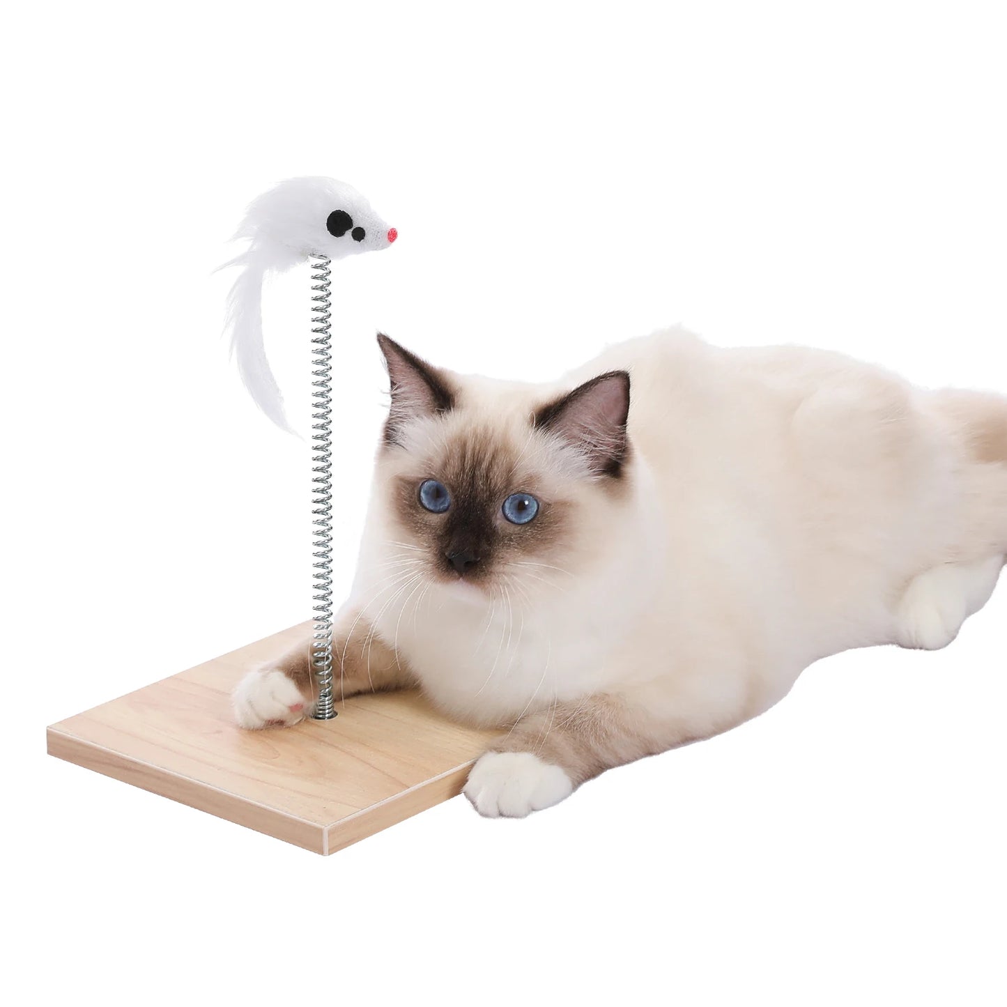 Wood Cat Condo House Bed With Soft Mats And Scratching Pad