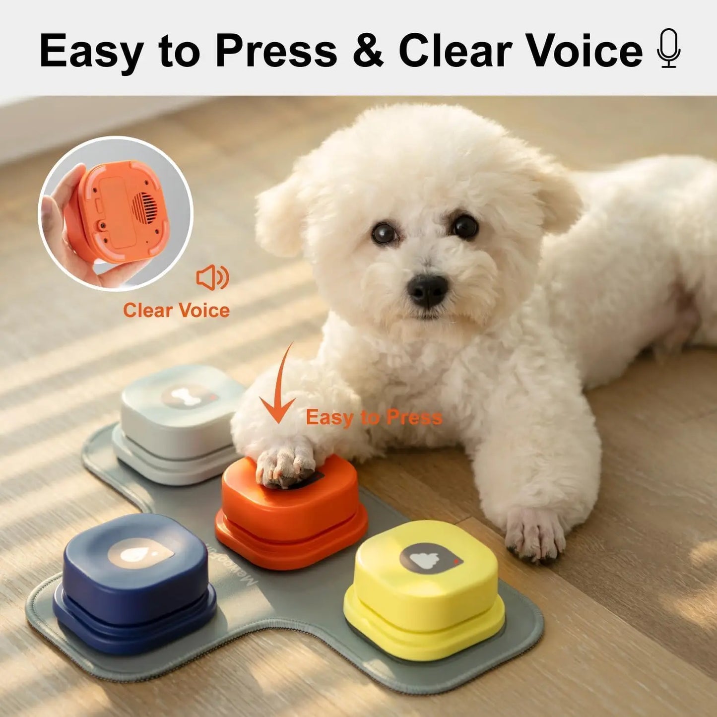 Mewoofun Dog Talking Buttons Set with Rubber Mat for Training