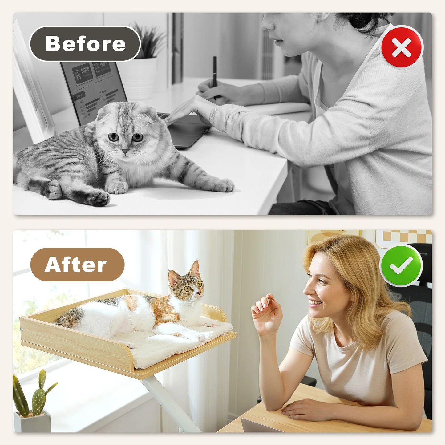 Cat Desk Bed 360 Rotatable Stand For Indoor Cats Hammock
