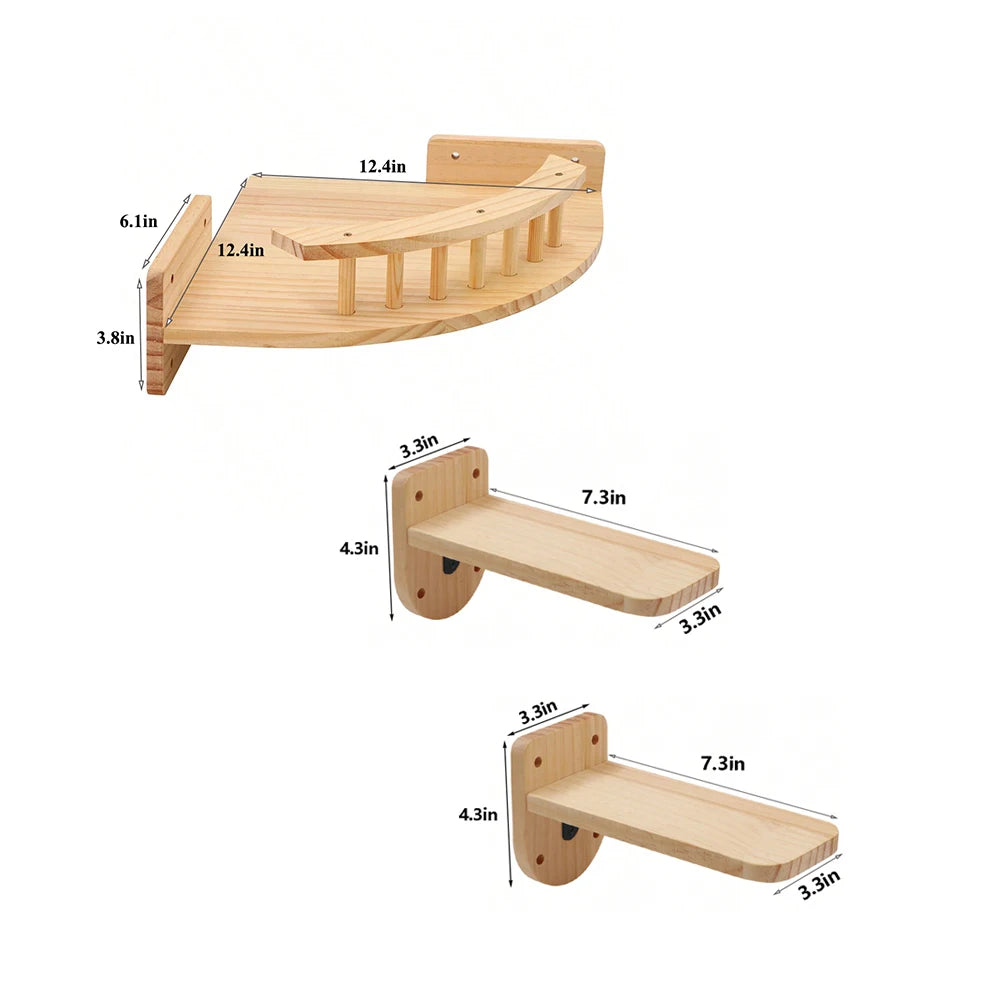 Corner Cat Tree With Steps Wall Mounted Indoor Cat Hammock