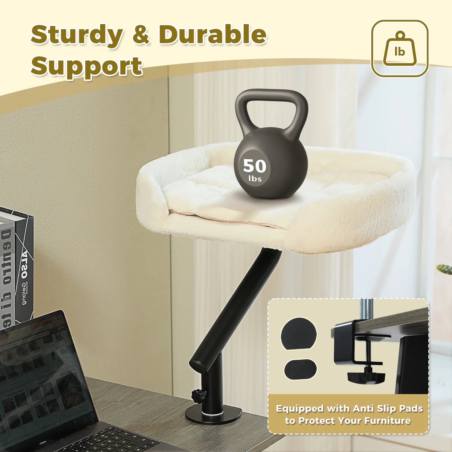 Cat Desk Bed 360 Rotatable Stand For Indoor Cats Hammock