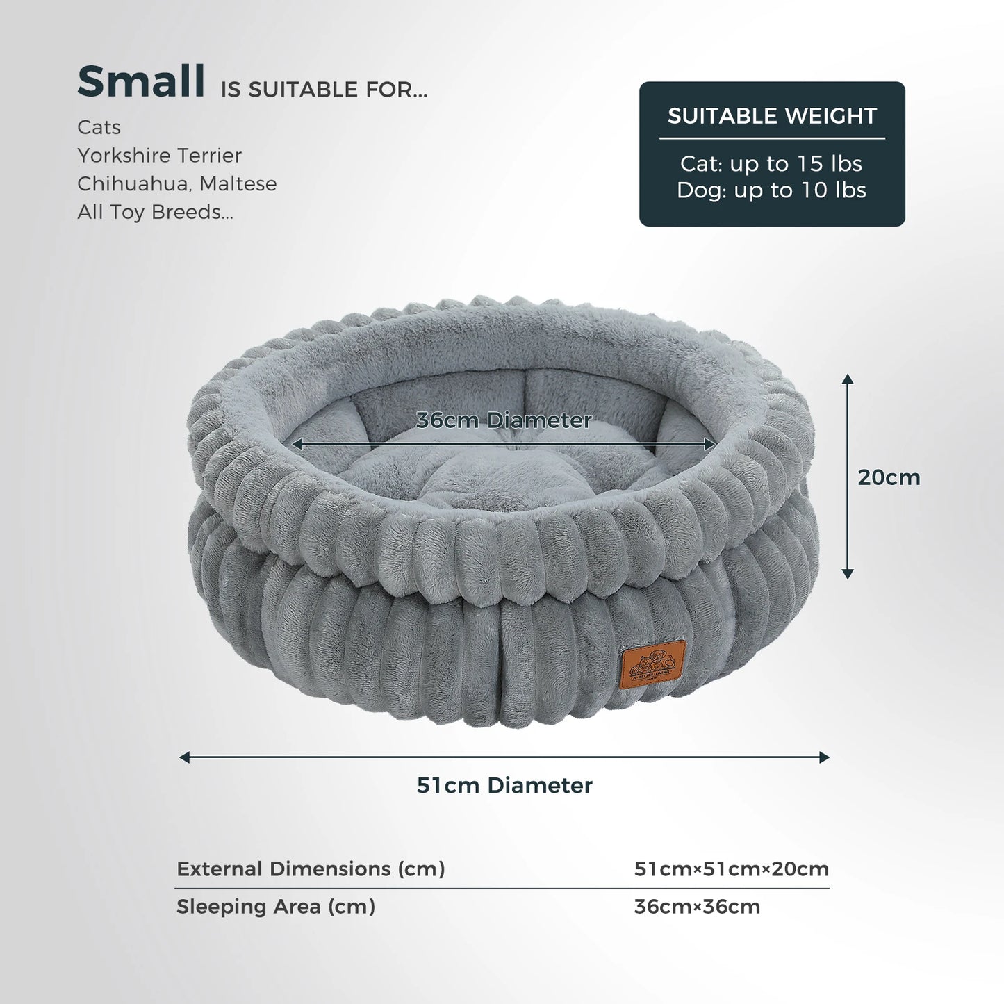 PAWZ Road Round Dog And Cat Bed For Medium Pets Washable Indoor All Seasons