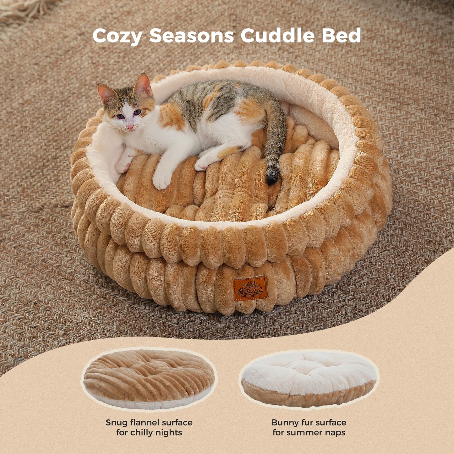 PAWZ Road Round Dog And Cat Bed For Medium Pets Washable Indoor All Seasons