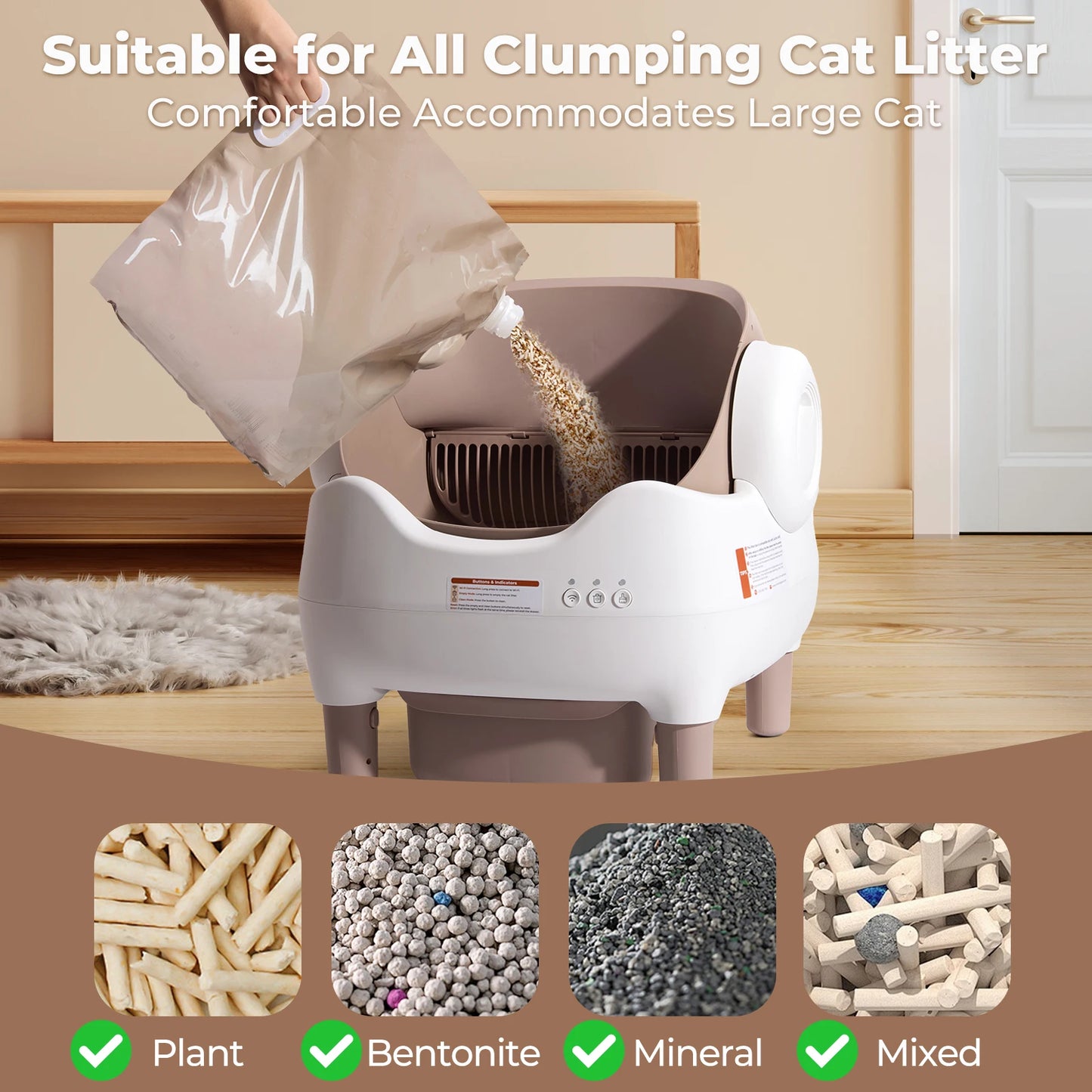 Self Cleaning Automatic Cat Litter Box with App Control