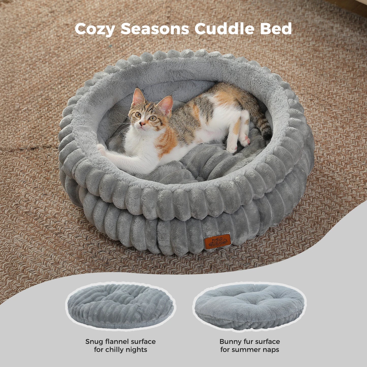 PAWZ Road Round Dog And Cat Bed For Medium Pets Washable Indoor All Seasons