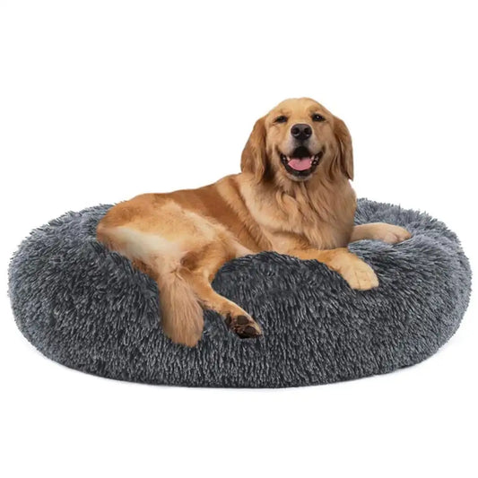 Calming Donut Dog Bed Cozy Plush Self Warming for Home Travel