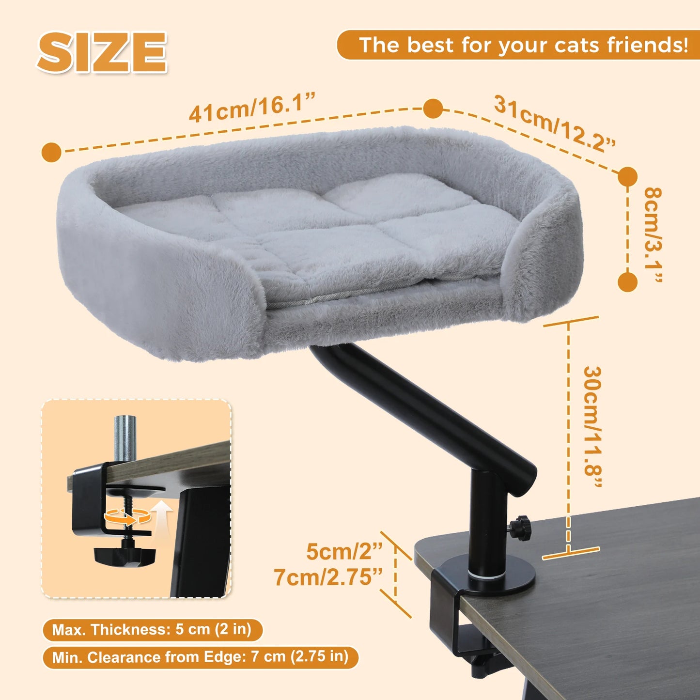 Cat Desk Bed 360 Rotatable Stand For Indoor Cats Hammock