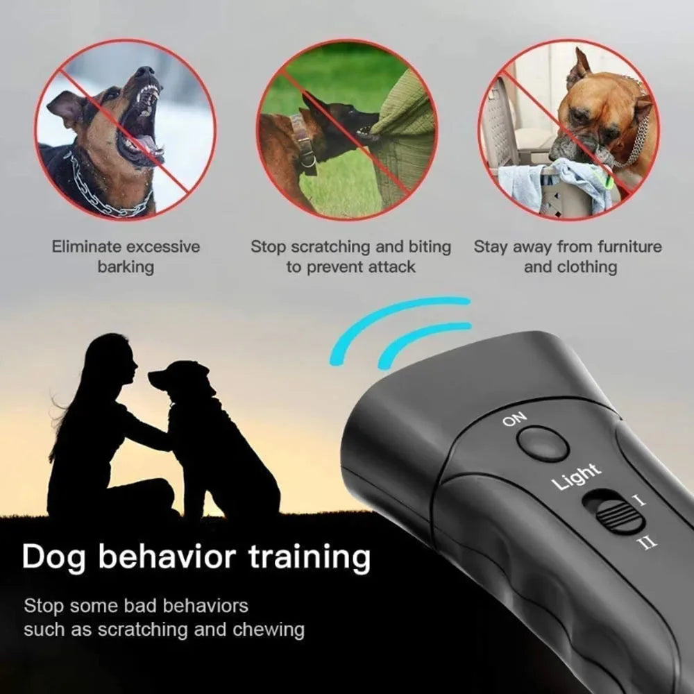 3 In 1 Dog Bark Deterrent Handheld Bark Control Device LED