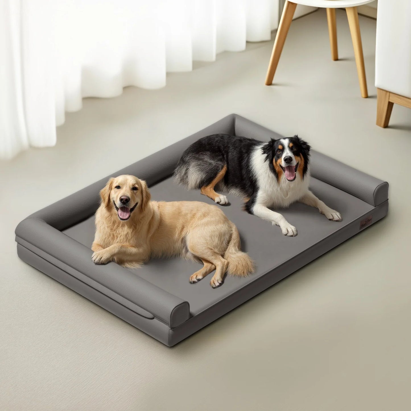 M-2XL All Breed Microfiber Leather Dog Bed With Foam Base