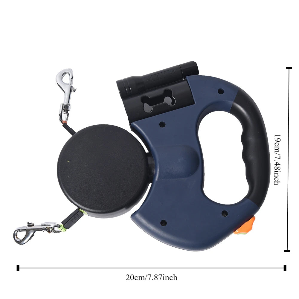 Automatic Retractable Two-End Dog Leash with Flashlight