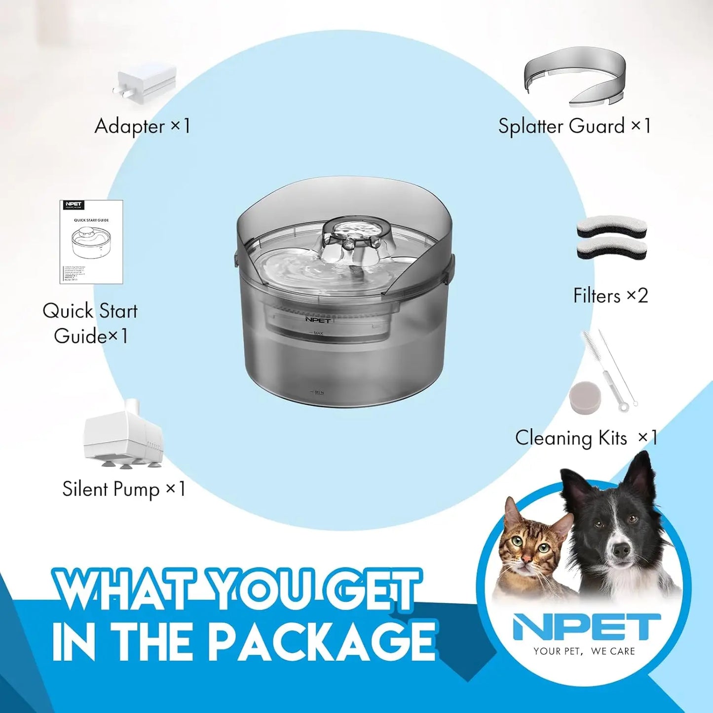 NPET DF30 Large Automatic Dog Water Fountain 2 Gallon 8L