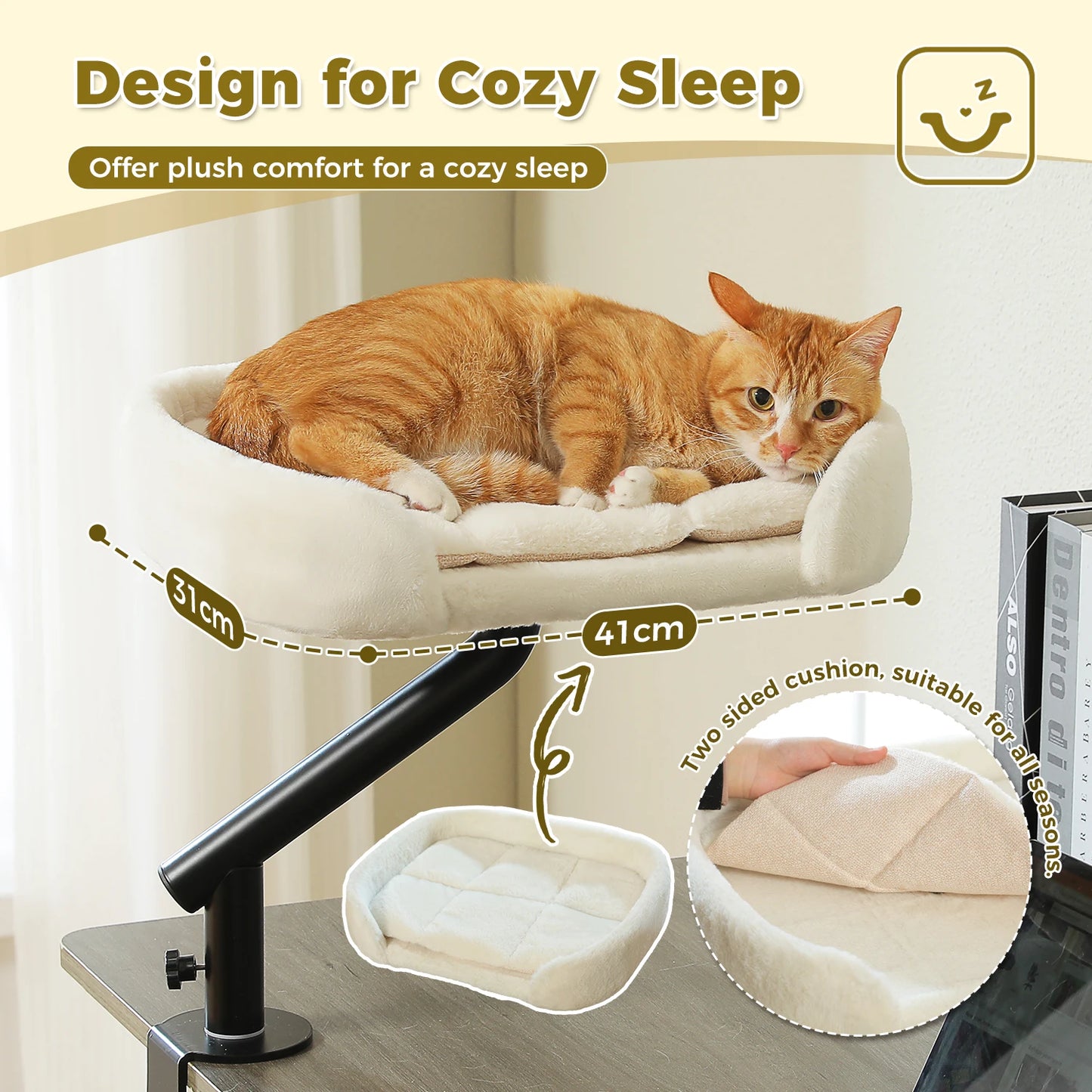 Cat Desk Bed 360 Rotatable Stand For Indoor Cats Hammock