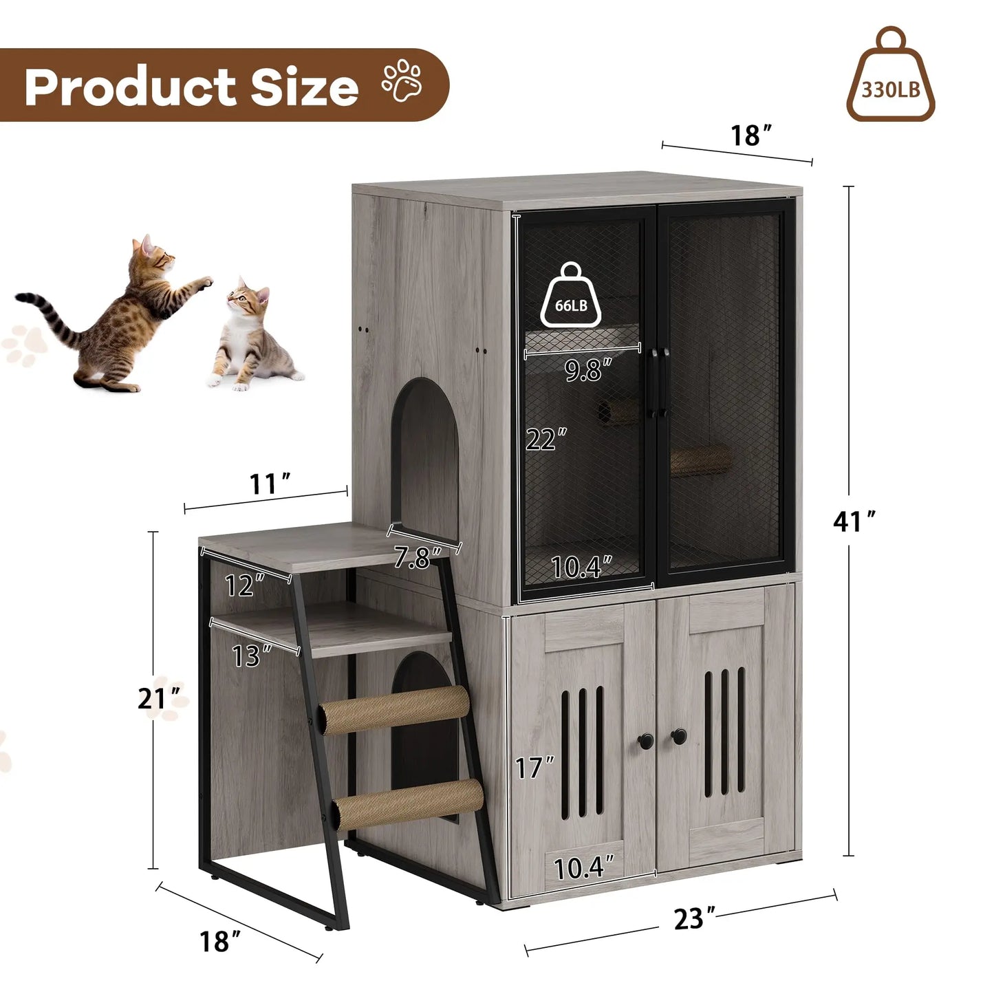 Enclosed Cat Litter Box Furniture With Doors Odor Control