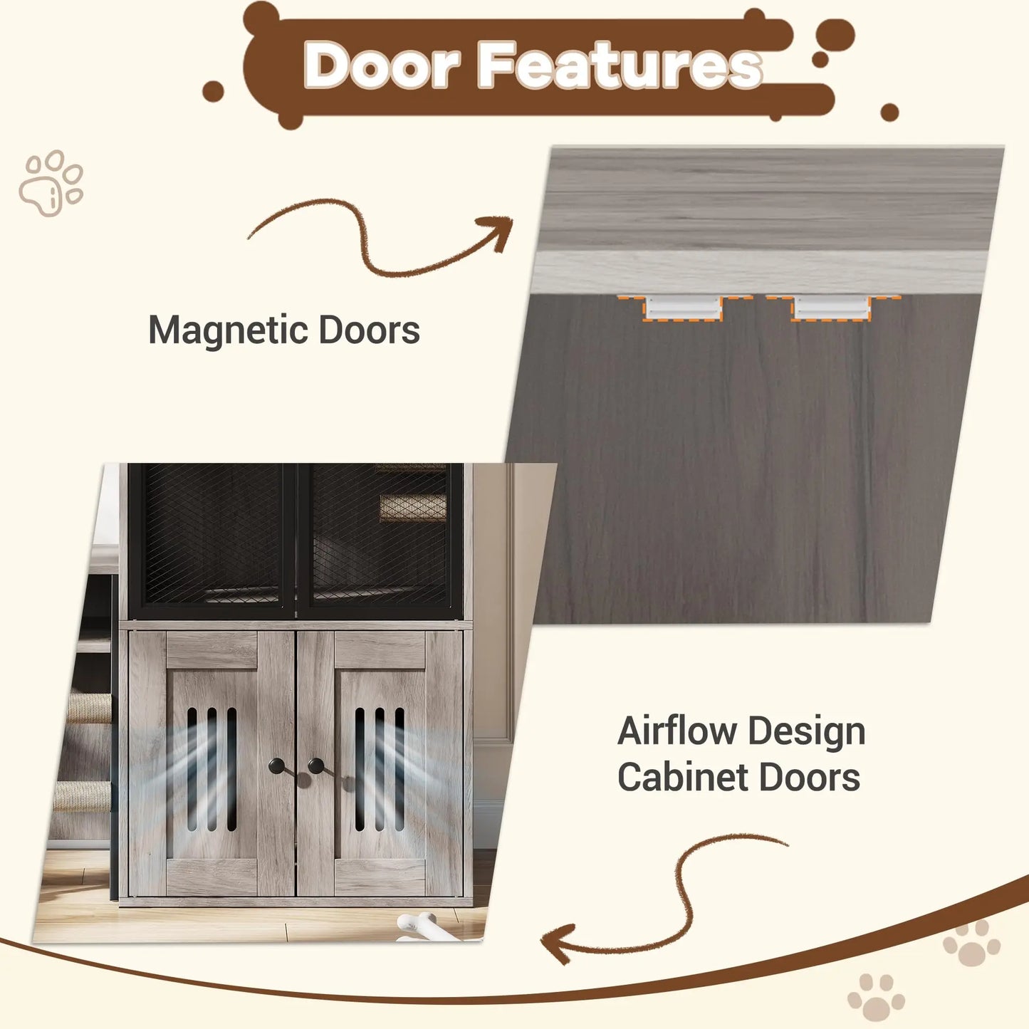 Enclosed Cat Litter Box Furniture With Doors Odor Control