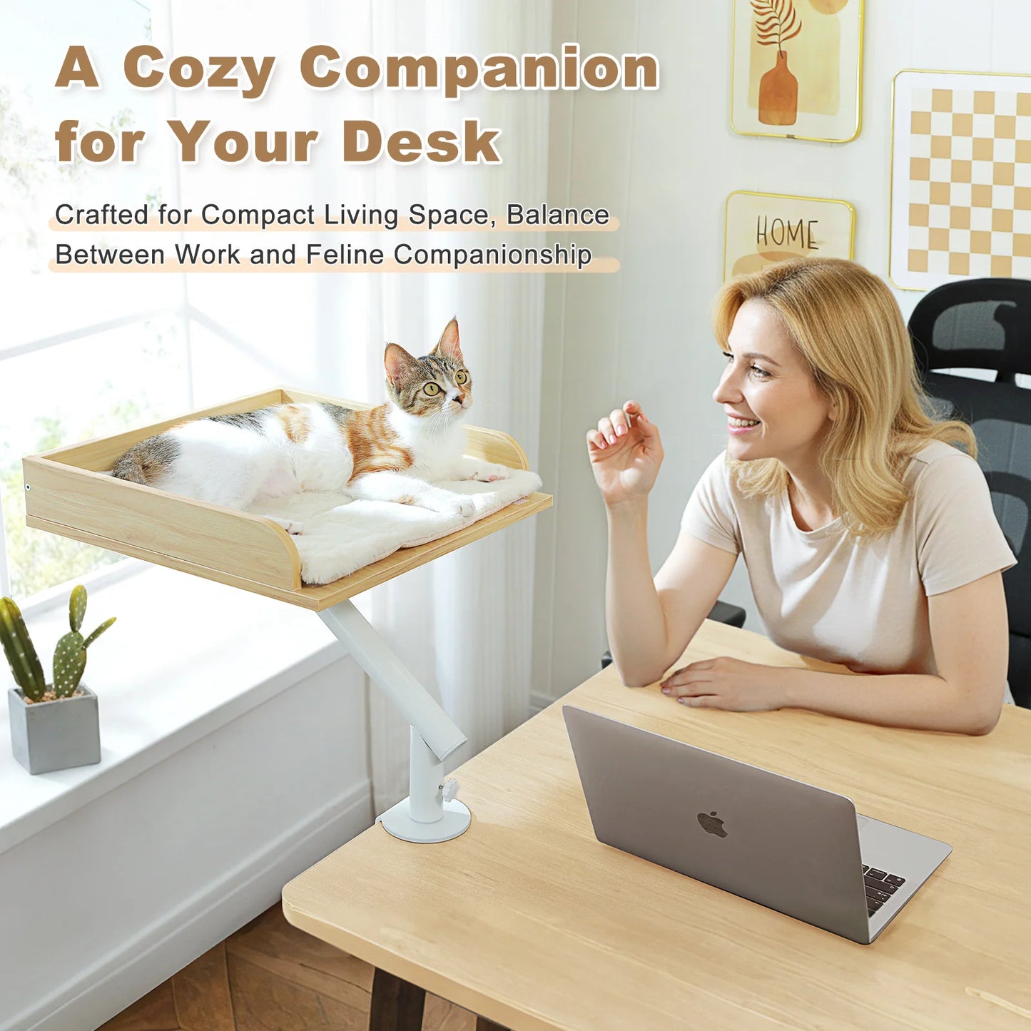 Cat Desk Bed 360 Rotatable Stand For Indoor Cats Hammock