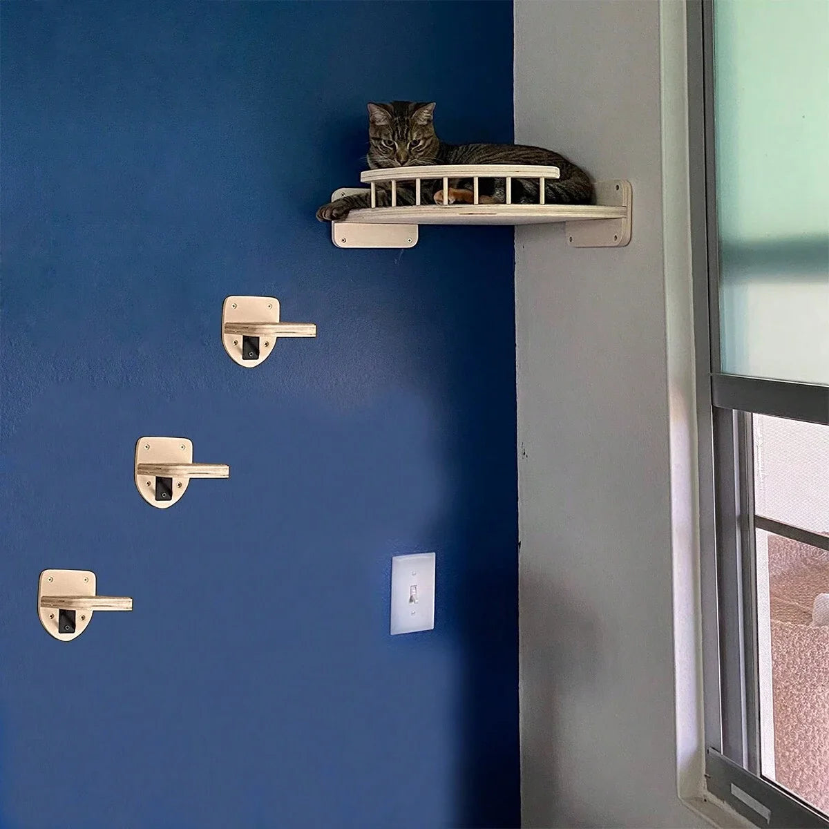 Corner Cat Tree With Steps Wall Mounted Indoor Cat Hammock
