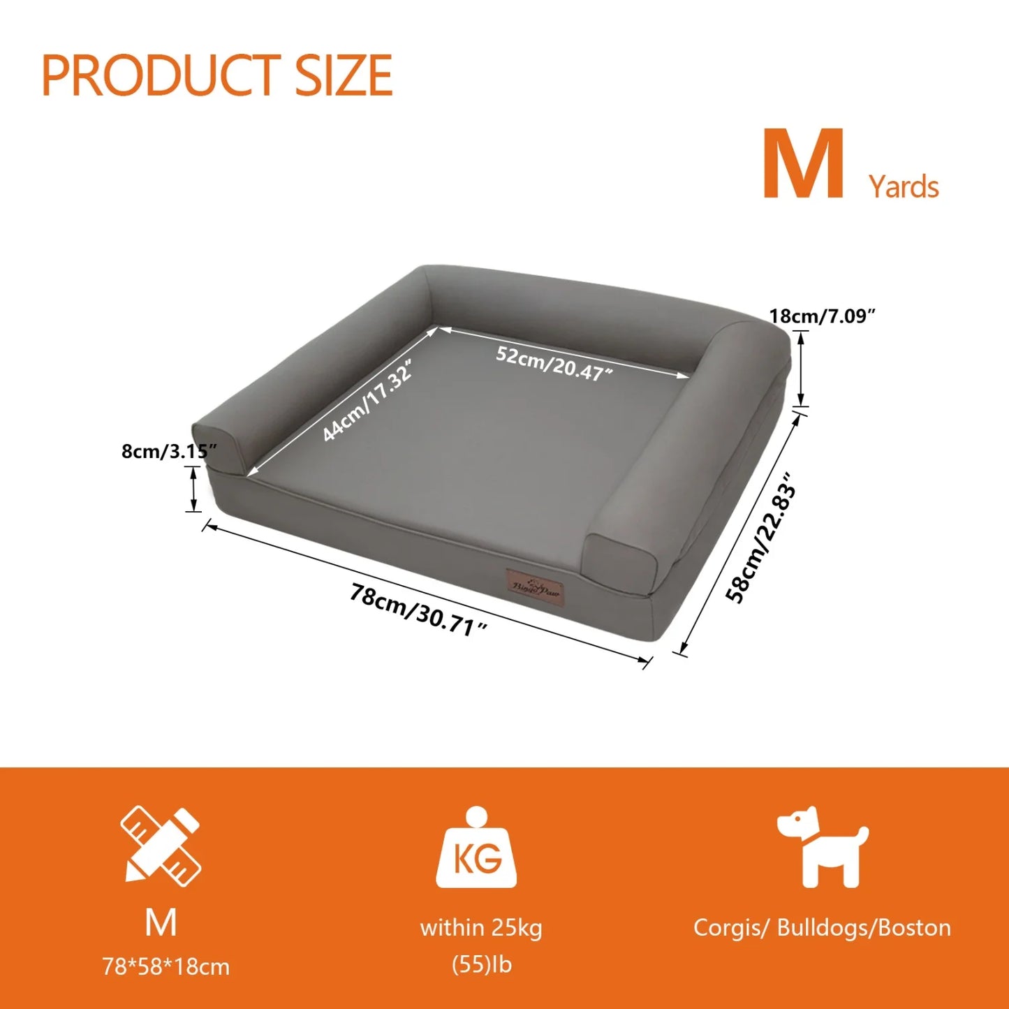 M-2XL All Breed Microfiber Leather Dog Bed With Foam Base