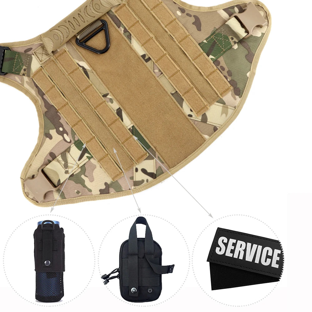 Military Tactical Dog Harness Vest With Leash Patches Set For Malinois