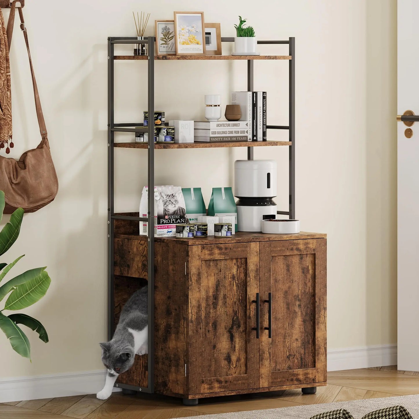 2-In-1 Hidden Cat Litter Box Enclosure With Odor Control