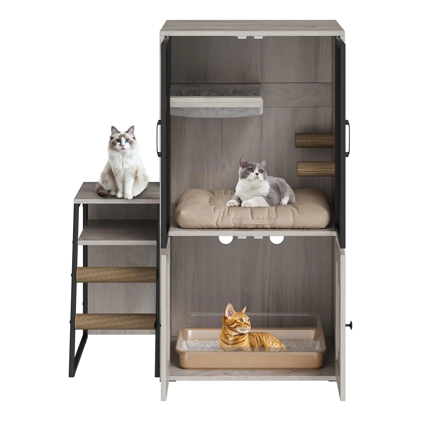Enclosed Cat Litter Box Furniture With Doors Odor Control