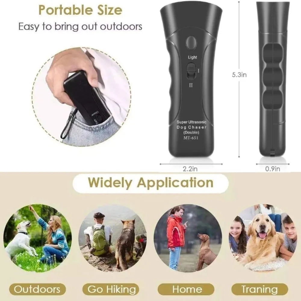 3 In 1 Dog Bark Deterrent Handheld Bark Control Device LED