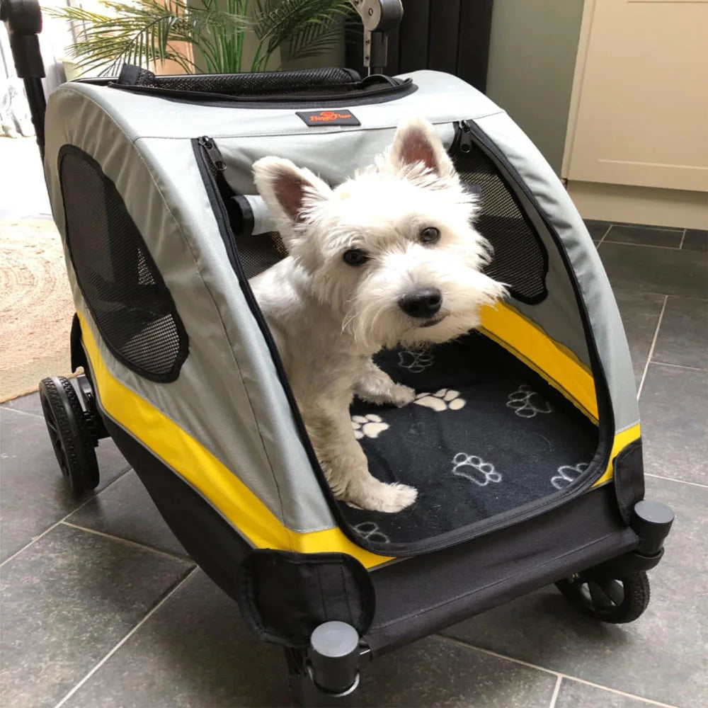 Heavy Duty Large Dog Stroller Buggy 4 Wheels Pet Jogger Pram Doggy Pushchair Brakes Foldable Travel Cart Carriage Zipper Entry