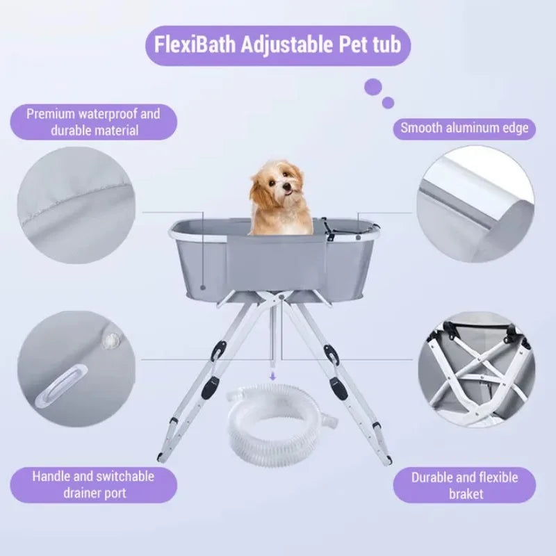 Elevated Foldable Dog Bath Tub for Medium to Large Pets