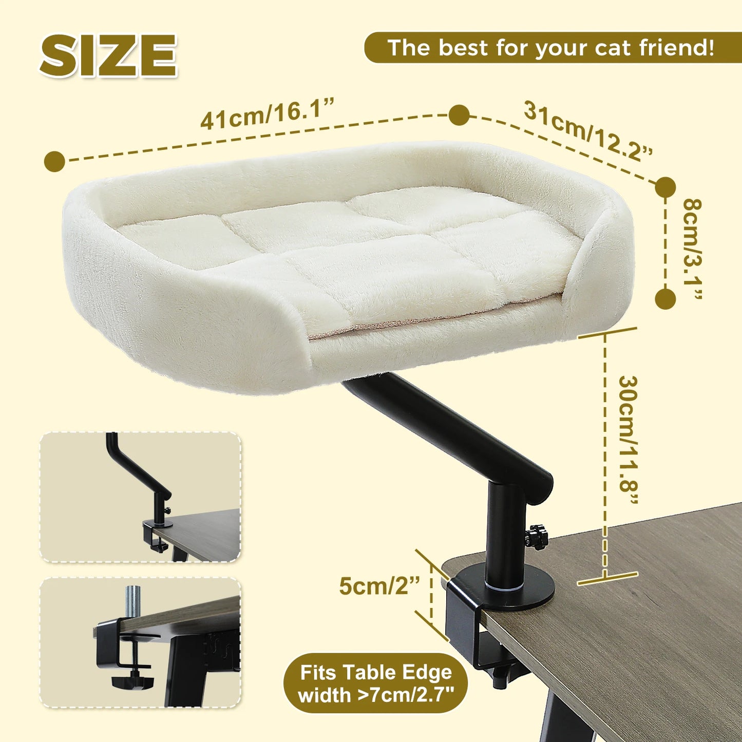 Cat Desk Bed 360 Rotatable Stand For Indoor Cats Hammock