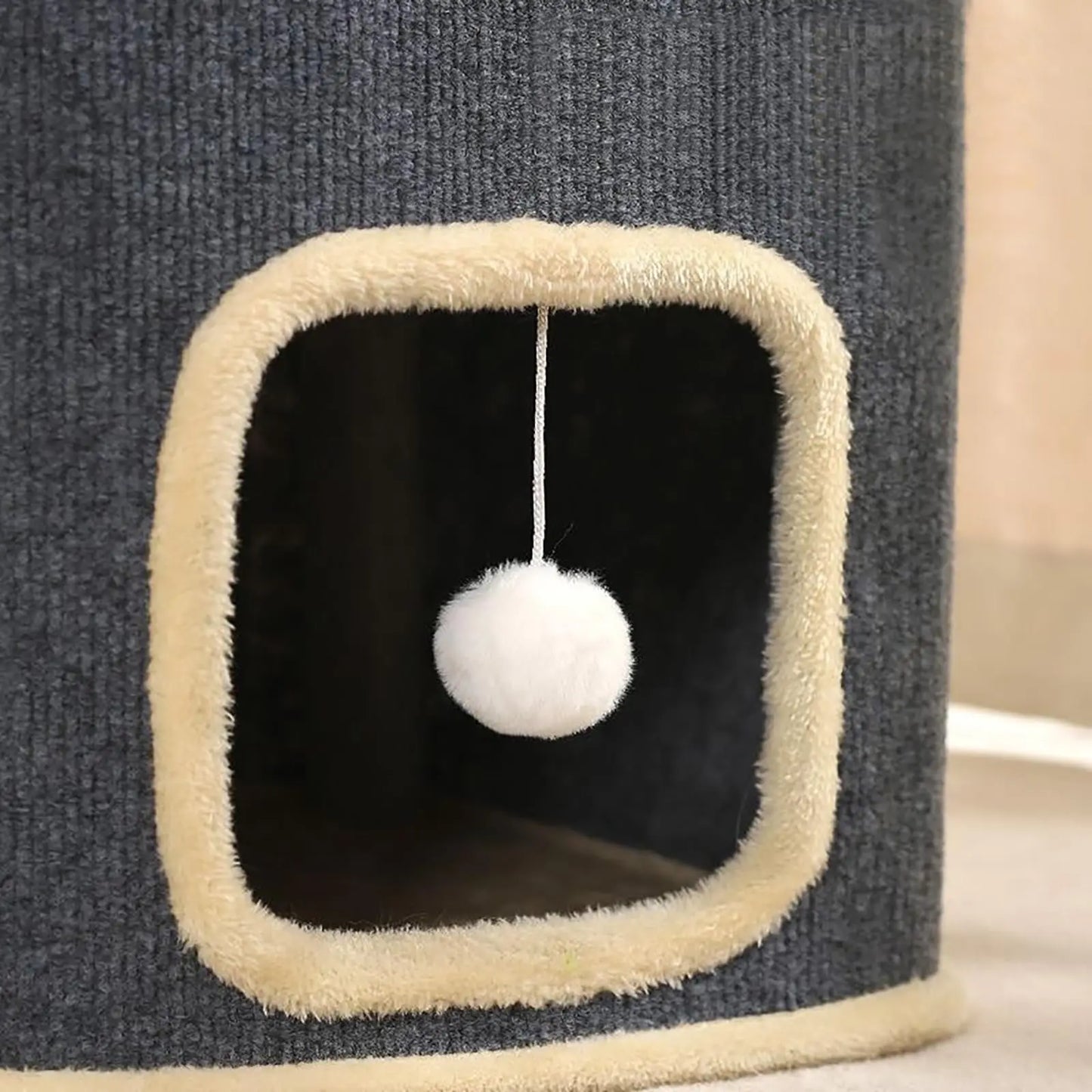 2 Layer Cat House with Toy Soft Indoor Cat Cave for Playtime