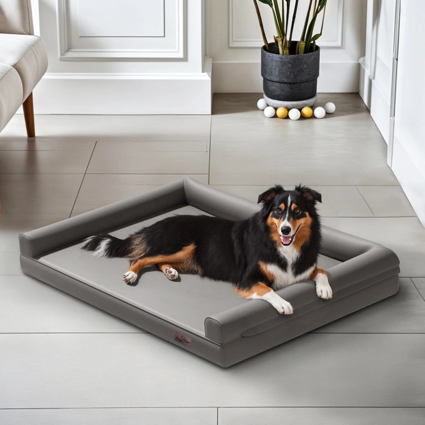 M-2XL All Breed Microfiber Leather Dog Bed With Foam Base