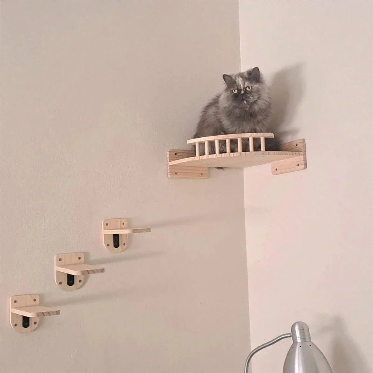 Corner Cat Tree With Steps Wall Mounted Indoor Cat Hammock