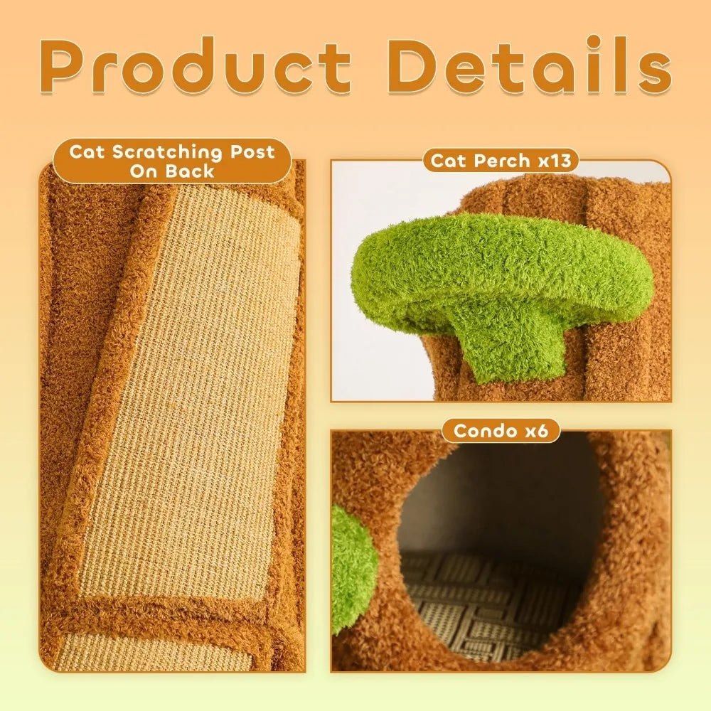 Luxury Cat Tree Tower 90.5 Inch Multi-Level Indoor Condo