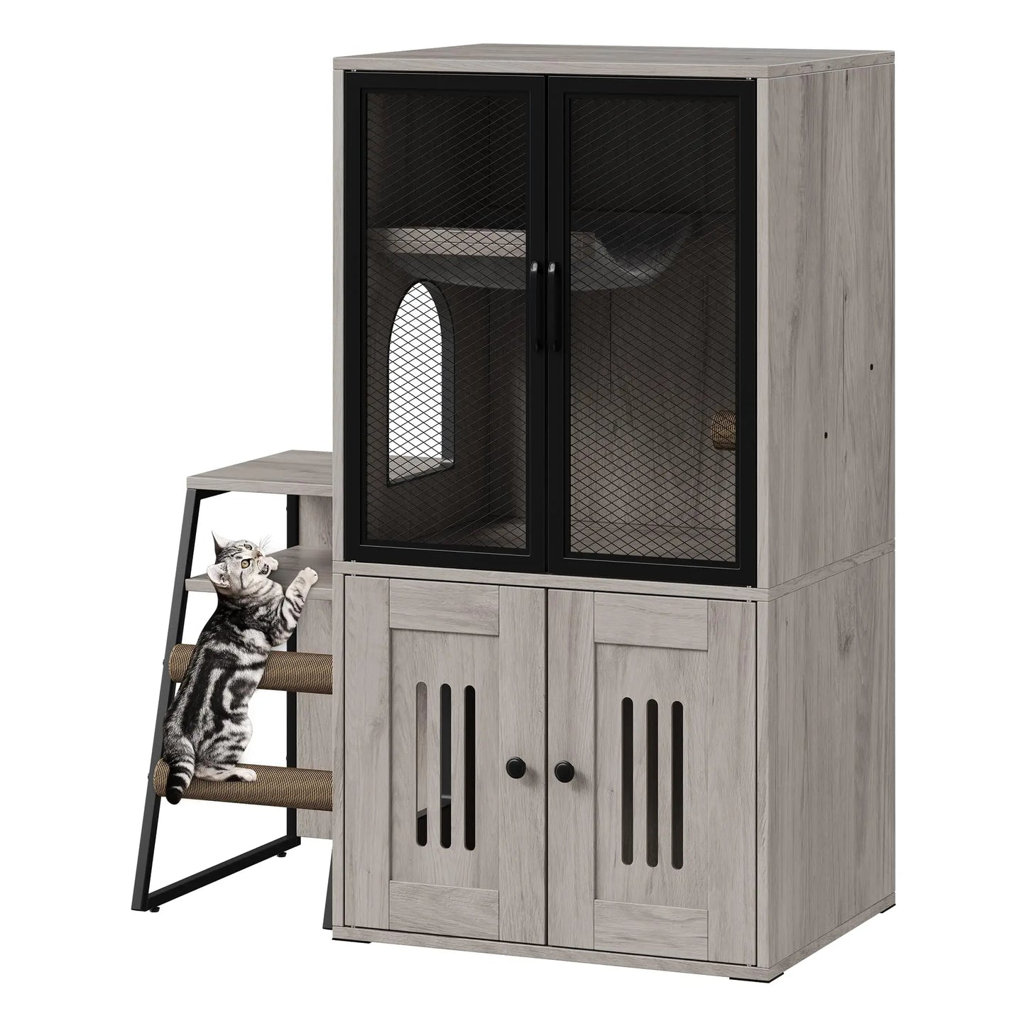 Enclosed Cat Litter Box Furniture With Doors Odor Control
