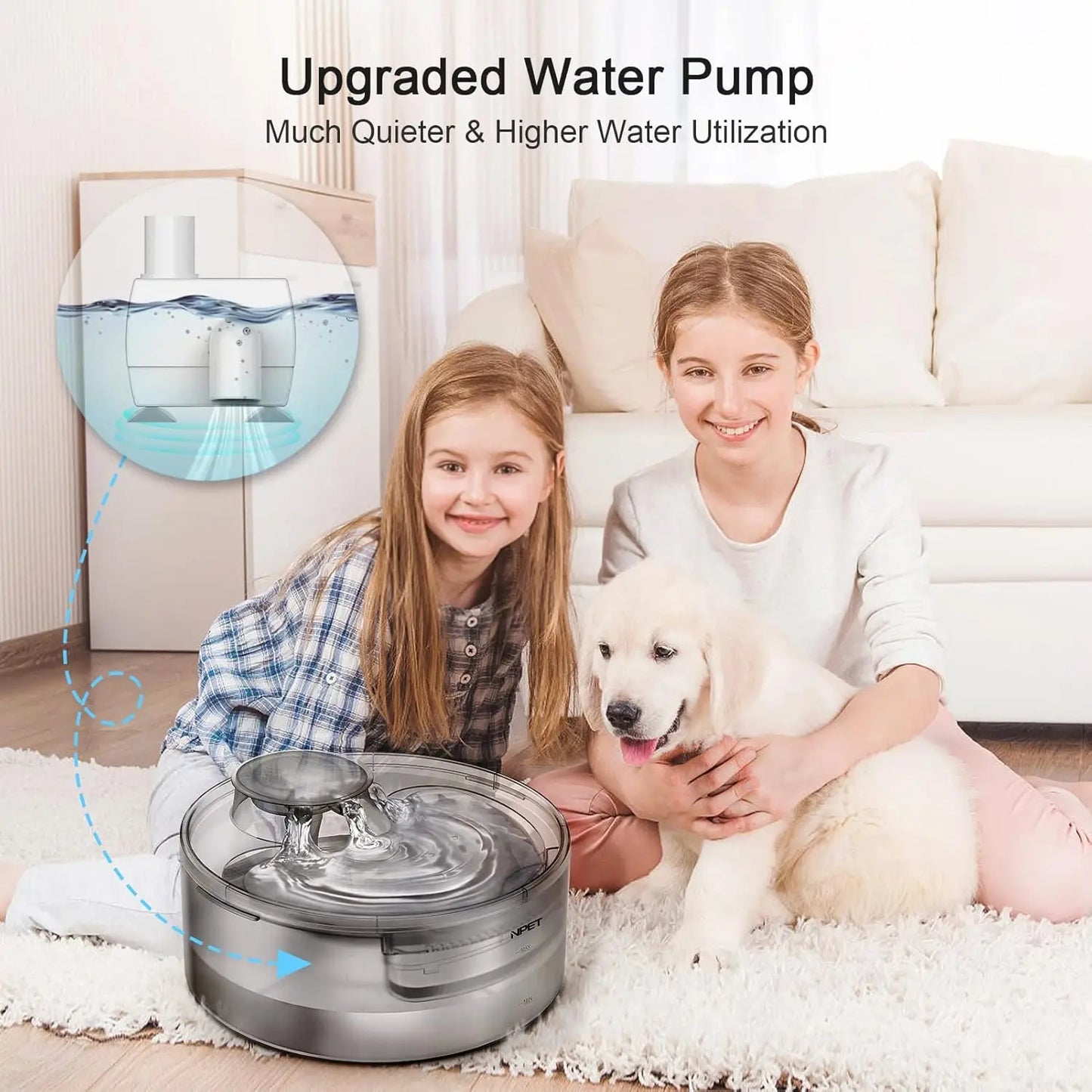 NPET DF10 Dog Water Fountain 170oz Large Automatic Dispenser