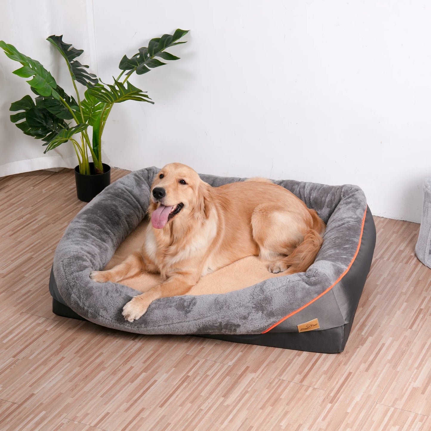 L XL 2XL 3XL Orthopedic Foam Dog Bed With Cotton Bolster And Removable Cover