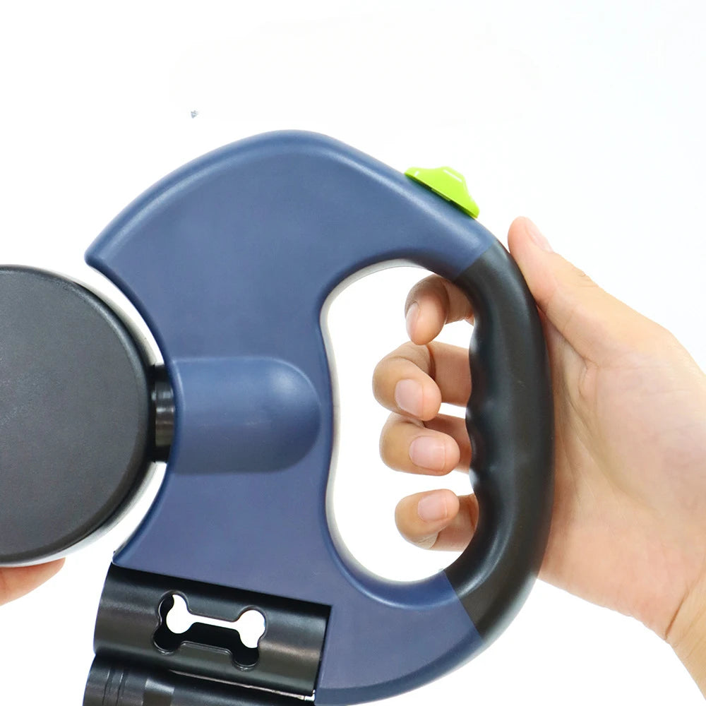 Automatic Retractable Two-End Dog Leash with Flashlight